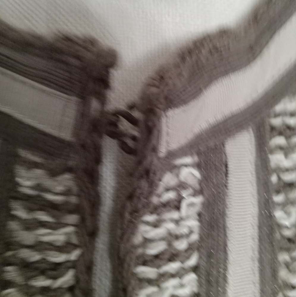 Chico's Size 0 Small Brown and White Stripe Jacket w/ Frindges on Edge - Picture 2 of 4